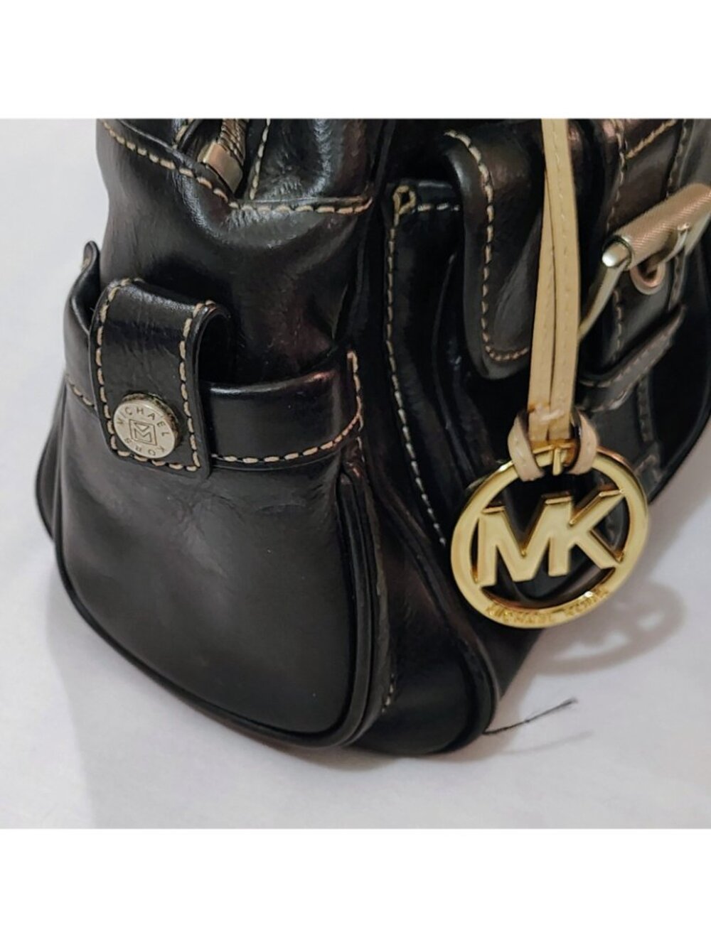 Michael Michael Kors Black Leather Satchel Shoulder Bag – Y2K Multi-Pocket Purse - Picture 3 of 16
